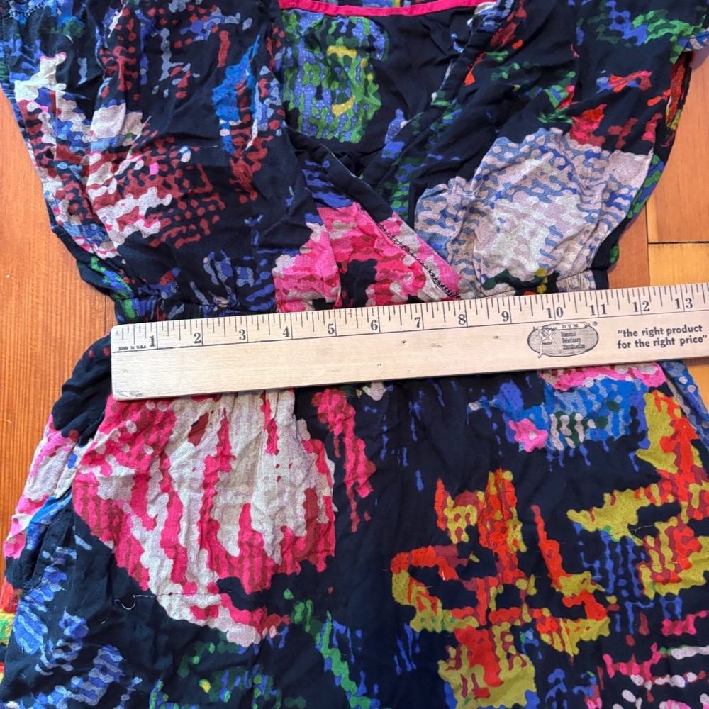 Anthropologie Astrid Needlepoint Floral Print V-Neck Mini Dress Petite‎ XXSP - Picture 7 of 8